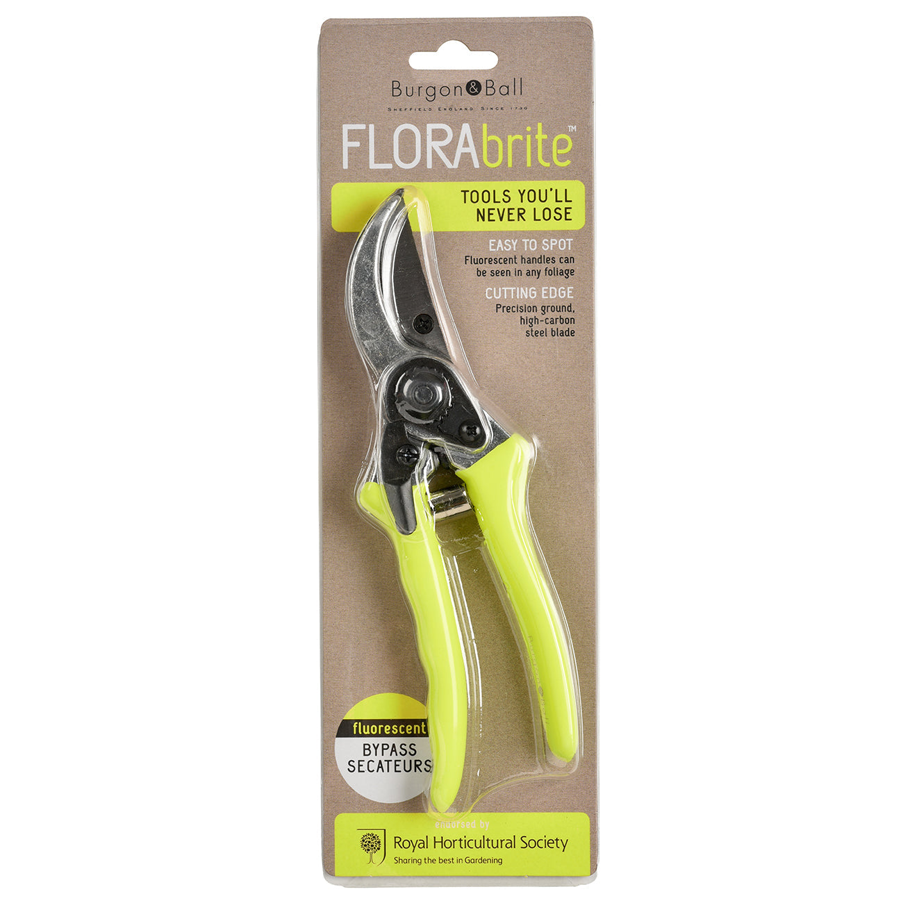 FloraBrite® Yellow Bypass Secateurs - RHS Endorsed